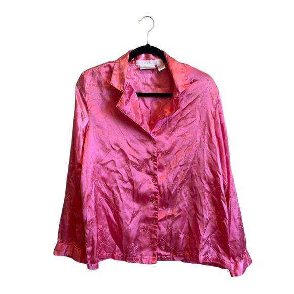 Vintage Brittain, Joseph L PINK pajama top button down flower - Picture 1 of 7